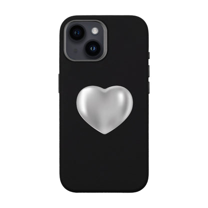 SILVER HEART-iPhone 14 Leather Premium Kılıf MagSafe Özellikli