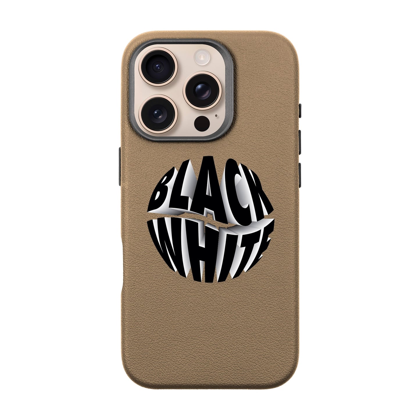 BLACK WHITE-iPhone 16 Pro Leather Premium Kılıf MagSafe Özellikli