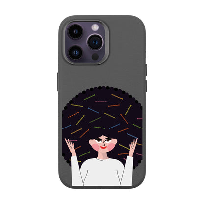 TANGLES OF HAPPINESS-iPhone 14 Pro Max Leather Premium Kılıf MagSafe Özellikli