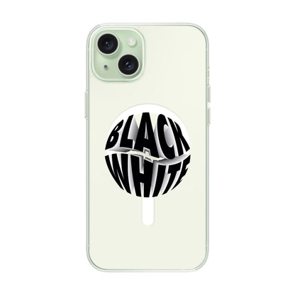 BLACK WHITE-iPhone 15 Plus Solid Kılıf MagSafe Özellikli