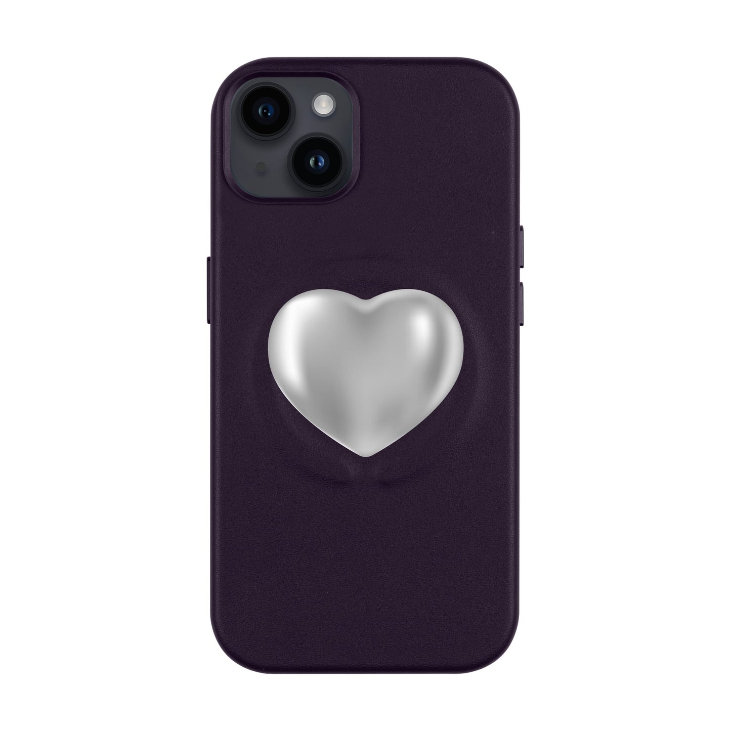 SILVER HEART-iPhone 14 Plus Leather Kılıf MagSafe Özellikli