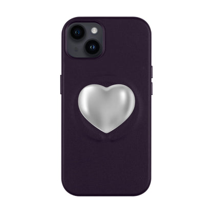 SILVER HEART-iPhone 14 Plus Leather Kılıf MagSafe Özellikli