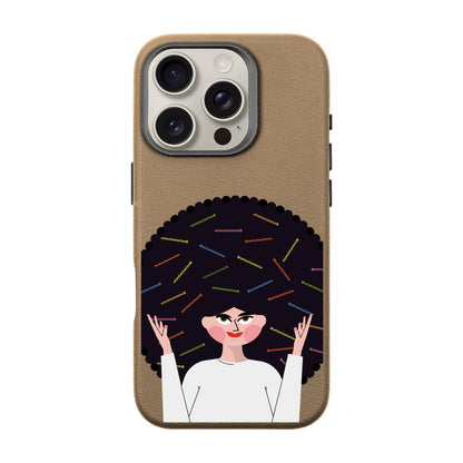 TANGLES OF HAPPINESS-iPhone 16 Pro Leather Premium Kılıf MagSafe Özellikli