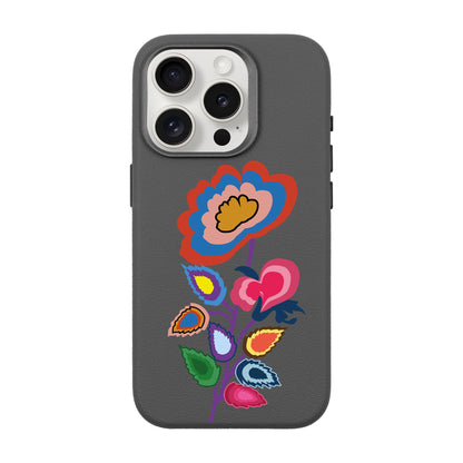 KNITTED FLOWER-iPhone 15 Pro Leather Premium Kılıf MagSafe Özellikli