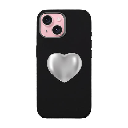 SILVER HEART-iPhone 15 Leather Premium Kılıf MagSafe Özellikli