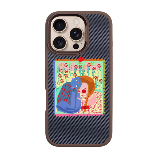 KEDİ POSTA PULU-iPhone 16 Pro Plaid Kılıf MagSafe Özellikli