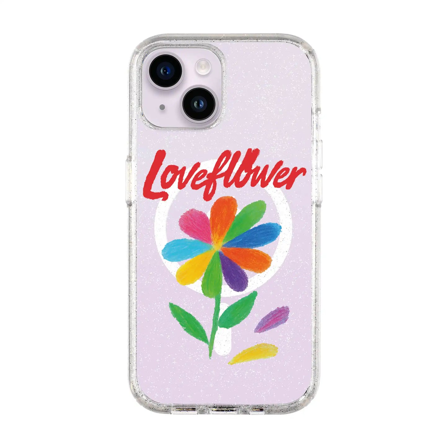 LOVE FLOWER-iPhone 14 Plus Shiny Kılıf MagSafe Özellikli