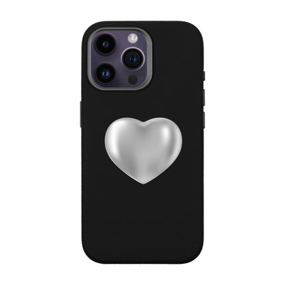 SILVER HEART-iPhone 14 Pro Max Leather Premium Kılıf MagSafe Özellikli