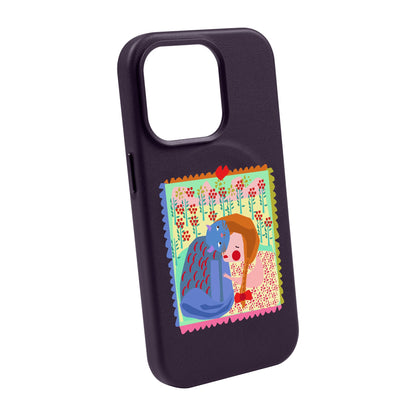 KEDİ POSTA PULU-Leather Kılıf MagSafe Özellikli - iPhone 13