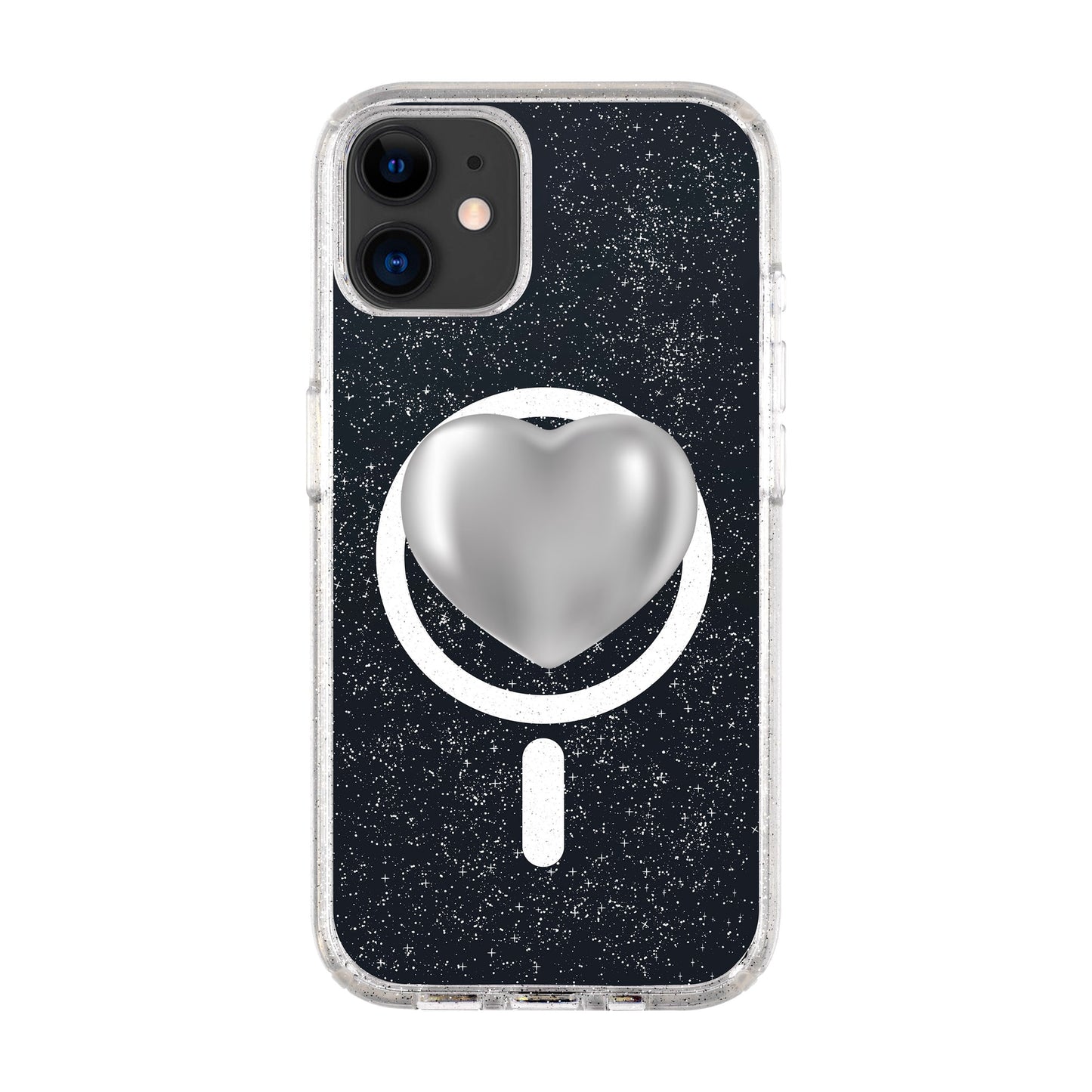 SILVER HEART-Shiny Kılıf MagSafe Özellikli - iPhone 11