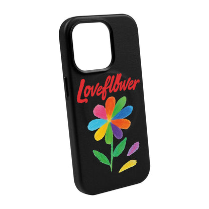 LOVE FLOWER-iPhone 14 Plus Leather Kılıf MagSafe Özellikli