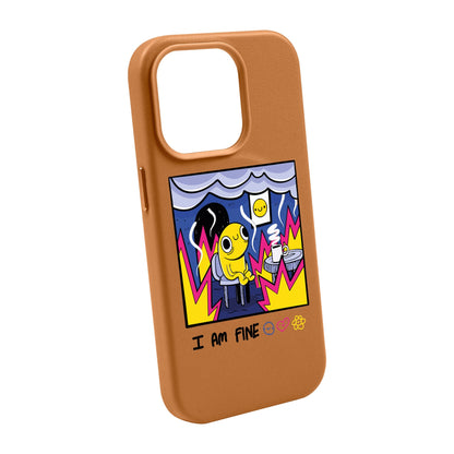 I AM FINE-iPhone 14 Pro Max Leather Kılıf MagSafe Özellikli