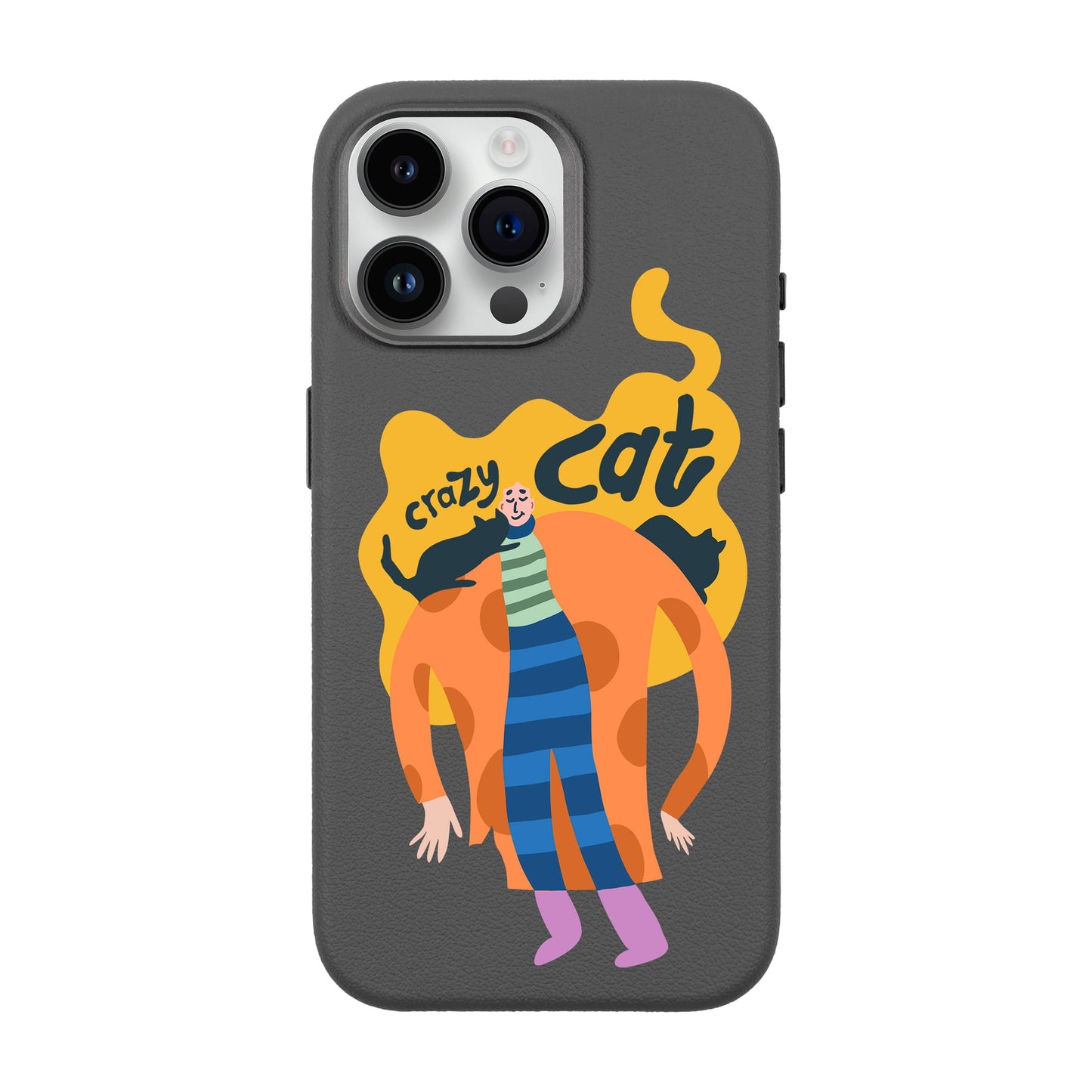 CRAZY CAT-iPhone 14 Pro Max Leather Premium Kılıf MagSafe Özellikli