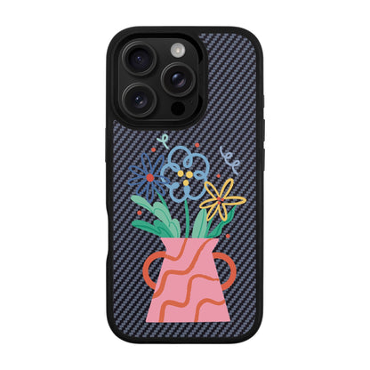 PINK VASE-iPhone 16 Pro Plaid Kılıf MagSafe Özellikli
