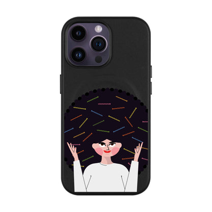 TANGLES OF HAPPINESS-iPhone 14 Pro Max Leather Kılıf MagSafe Özellikli