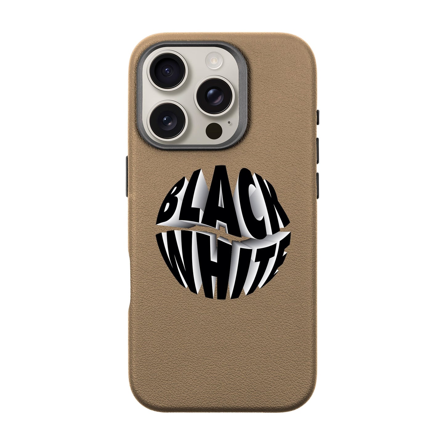BLACK WHITE-iPhone 16 Pro Leather Premium Kılıf MagSafe Özellikli
