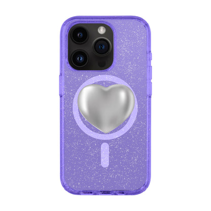 SILVER HEART-iPhone 14 Pro Shiny Kılıf MagSafe Özellikli