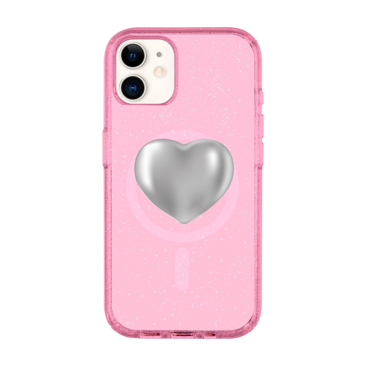 SILVER HEART-Shiny Kılıf MagSafe Özellikli - iPhone 11