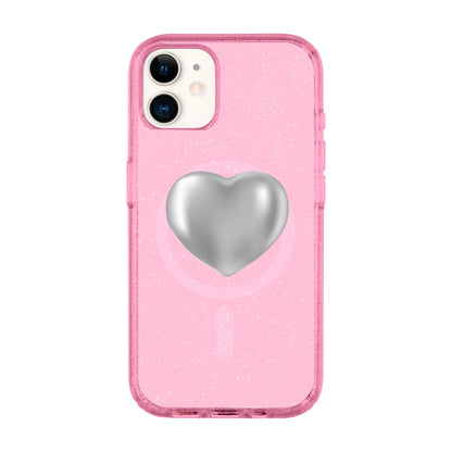 SILVER HEART-Shiny Kılıf MagSafe Özellikli - iPhone 11