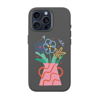 PINK VASE-iPhone 15 Pro Max Leather Premium Kılıf MagSafe Özellikli
