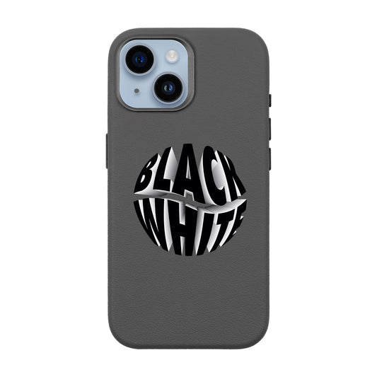 BLACK WHITE-iPhone 13 Leather Premium Kılıf MagSafe Özellikli