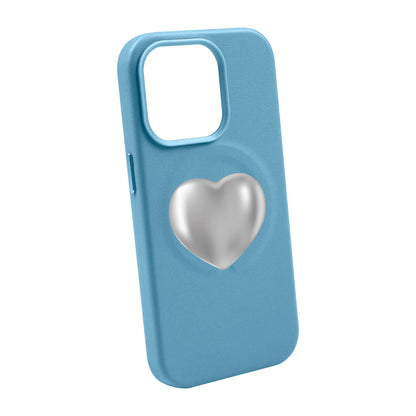 SILVER HEART-Leather Kılıf MagSafe Özellikli - iPhone 14