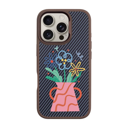 PINK VASE-iPhone 16 Pro Plaid Kılıf MagSafe Özellikli