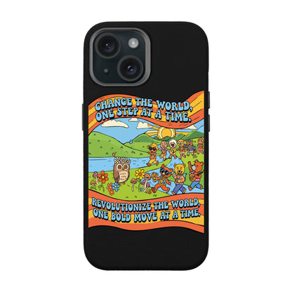 CHANGE THE WORLD-iPhone 15 Leather Premium Kılıf MagSafe Özellikli