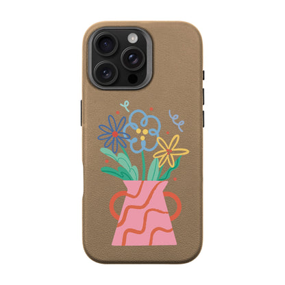 PINK VASE-iPhone 16 Pro Max Leather Premium Kılıf MagSafe Özellikli