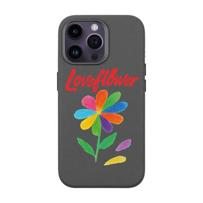 LOVE FLOWER-iPhone 14 Pro Max Leather Premium Kılıf MagSafe Özellikli