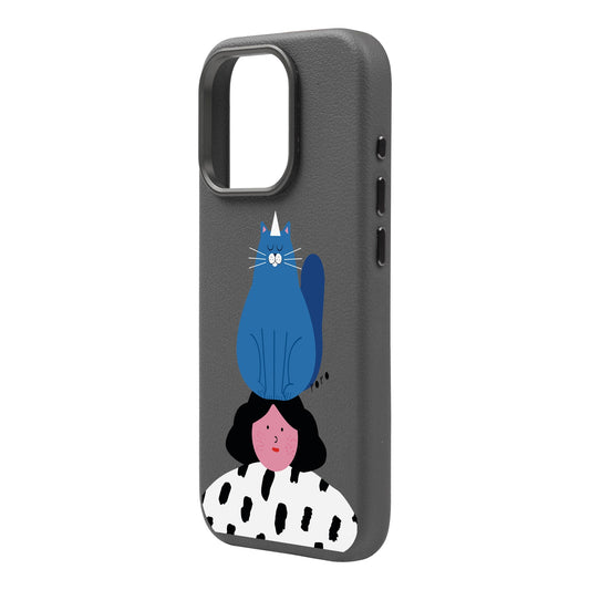 NAUGHTY CAT-iPhone 16 Leather Premium Kılıf MagSafe Özellikli