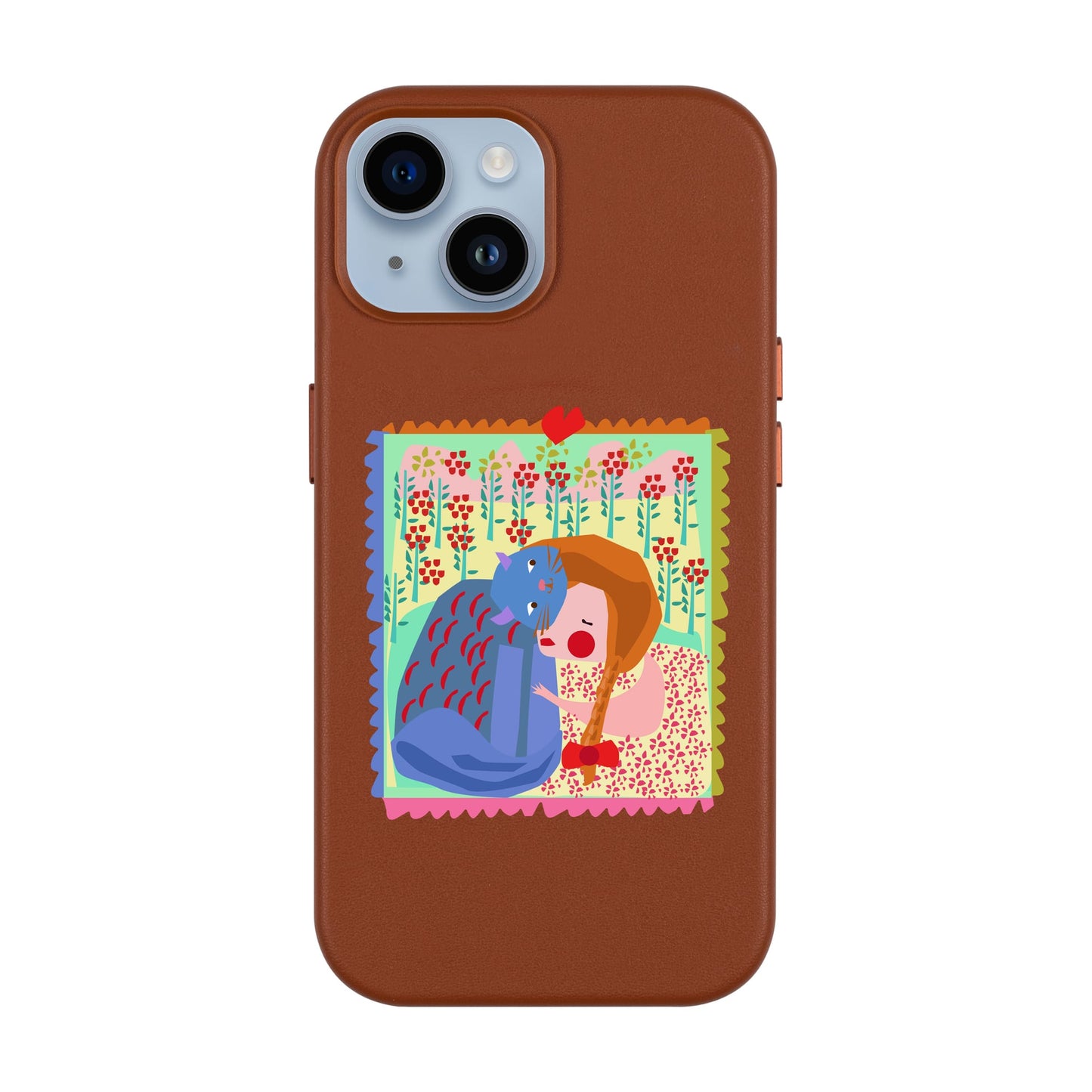 KEDİ POSTA PULU-Leather Kılıf MagSafe Özellikli - iPhone 13