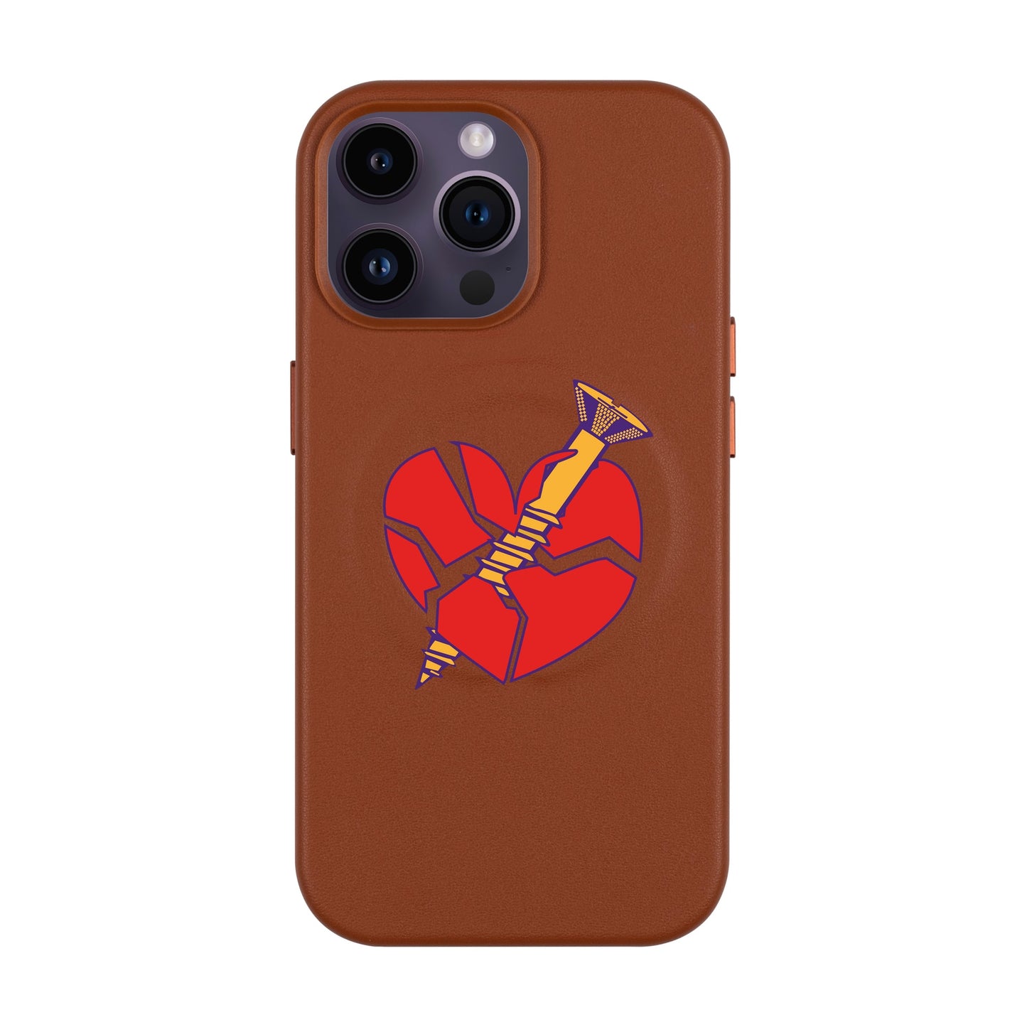BROKEN HEART-iPhone 14 Pro Max Leather Kılıf MagSafe Özellikli
