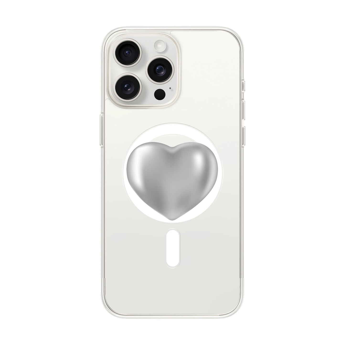 SILVER HEART-iPhone 15 Pro Max Solid Kılıf MagSafe Özellikli