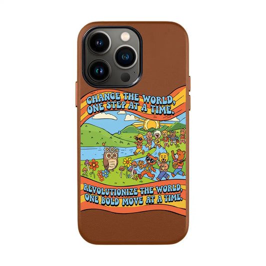 CHANGE THE WORLD-iPhone 14 Leather Kılıf