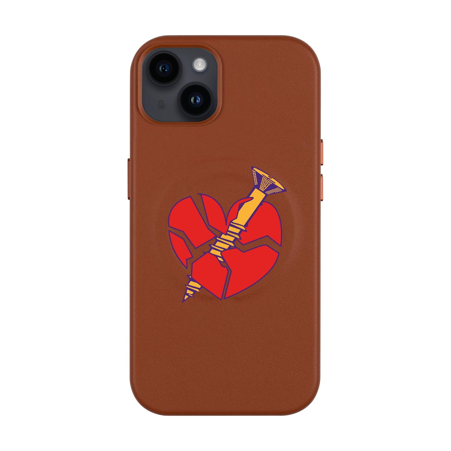 BROKEN HEART-iPhone 14 Plus Leather Kılıf MagSafe Özellikli