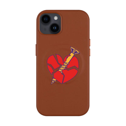 BROKEN HEART-iPhone 14 Plus Leather Kılıf MagSafe Özellikli