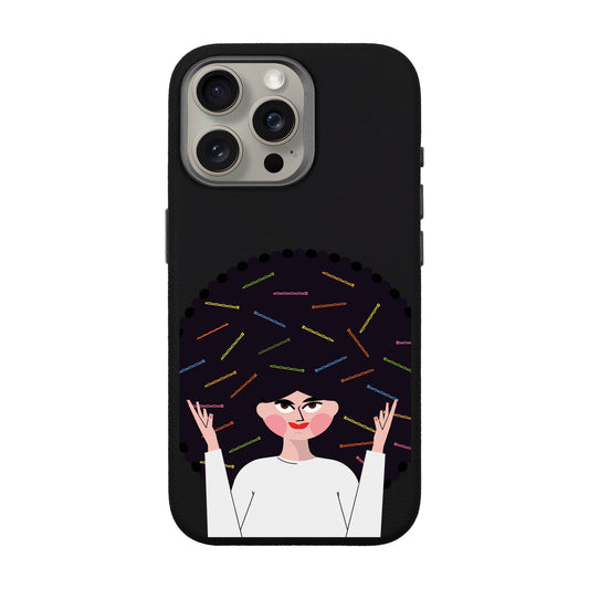 TANGLES OF HAPPINESS-iPhone 15 Pro Max Leather Premium Kılıf MagSafe Özellikli
