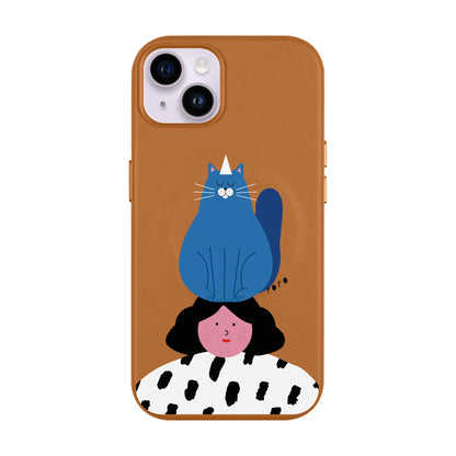 NAUGHTY CAT-iPhone 14 Plus Leather Kılıf MagSafe Özellikli