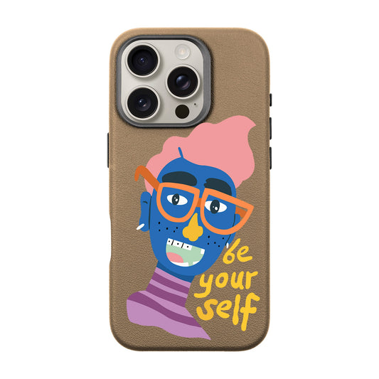 BE YOURSELF-iPhone 16 Pro Leather Premium Kılıf MagSafe Özellikli