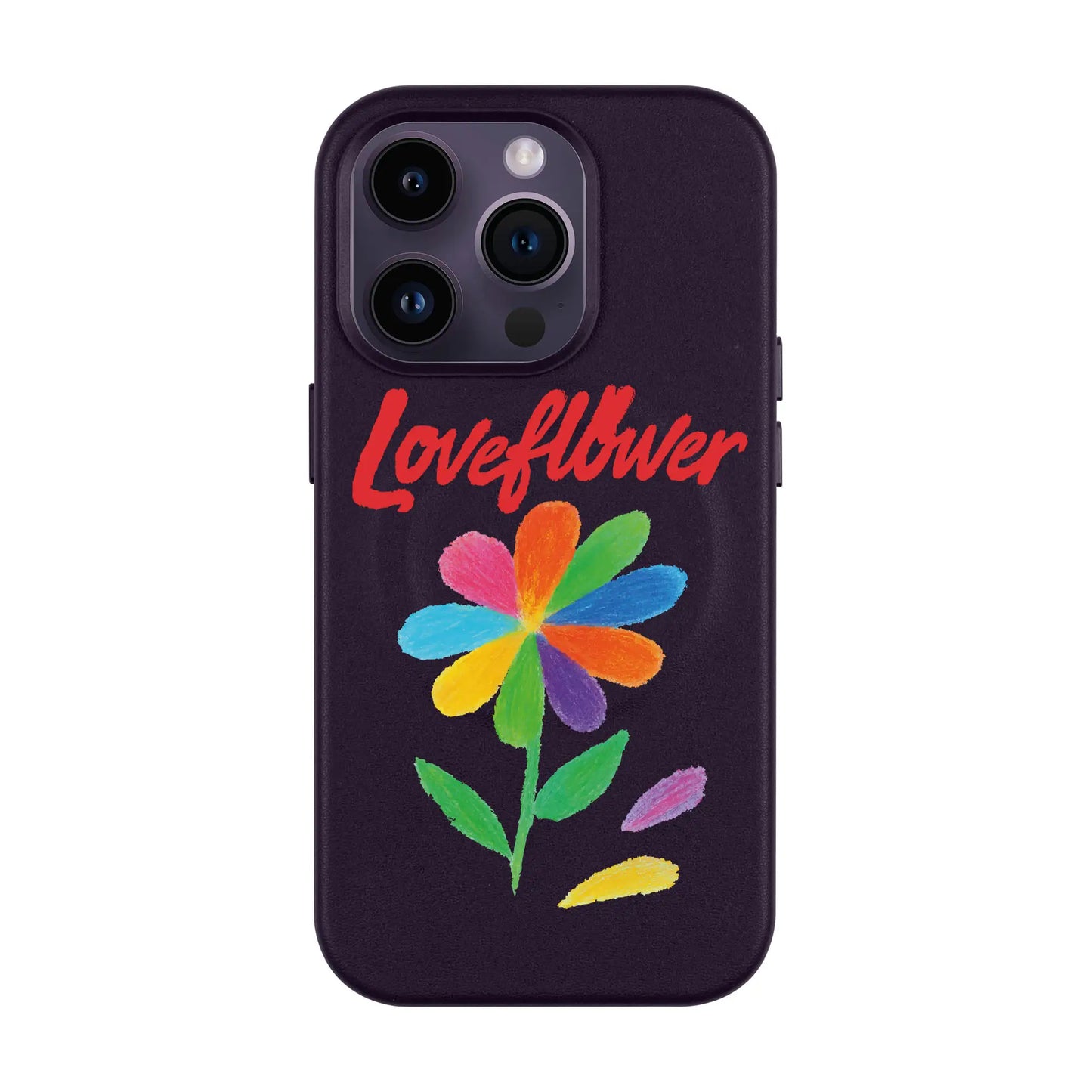 LOVE FLOWER-iPhone 14 Pro Leather Kılıf MagSafe Özellikli