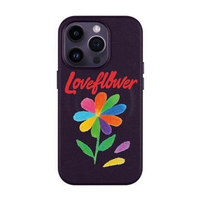 LOVE FLOWER-iPhone 14 Pro Leather Kılıf MagSafe Özellikli