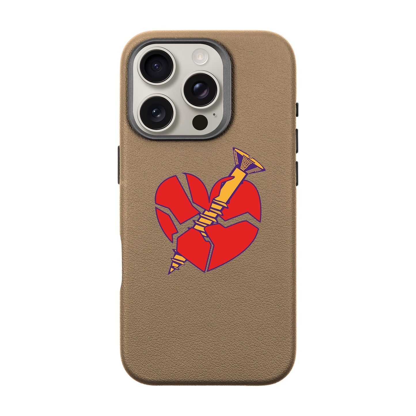 BROKEN HEART-iPhone 16 Pro Leather Premium Kılıf MagSafe Özellikli