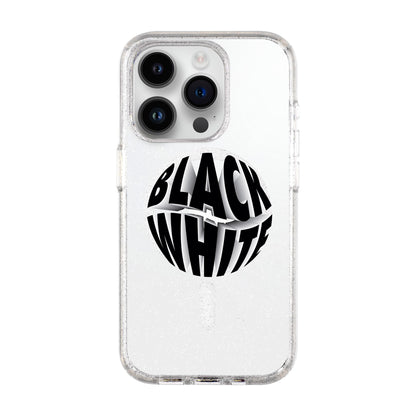 BLACK WHITE-iPhone 14 Pro Shiny Kılıf MagSafe Özellikli
