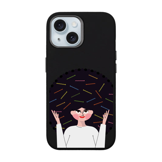 TANGLES OF HAPPINESS-iPhone 15 Leather Premium Kılıf MagSafe Özellikli