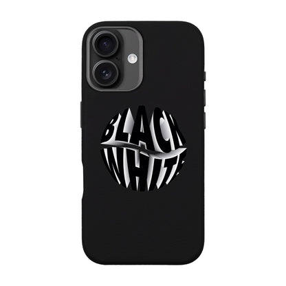 BLACK WHITE-iPhone 16 Leather Premium Kılıf MagSafe Özellikli