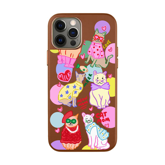 CAT MOM-iPhone 12 Pro Max Leather Kılıf