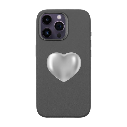 SILVER HEART-iPhone 14 Pro Max Leather Premium Kılıf MagSafe Özellikli