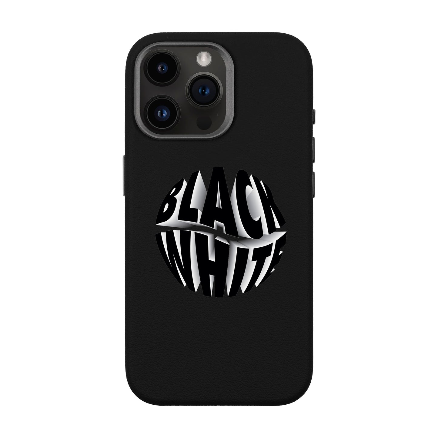 BLACK WHITE-iPhone 14 Pro Max Leather Premium Kılıf MagSafe Özellikli