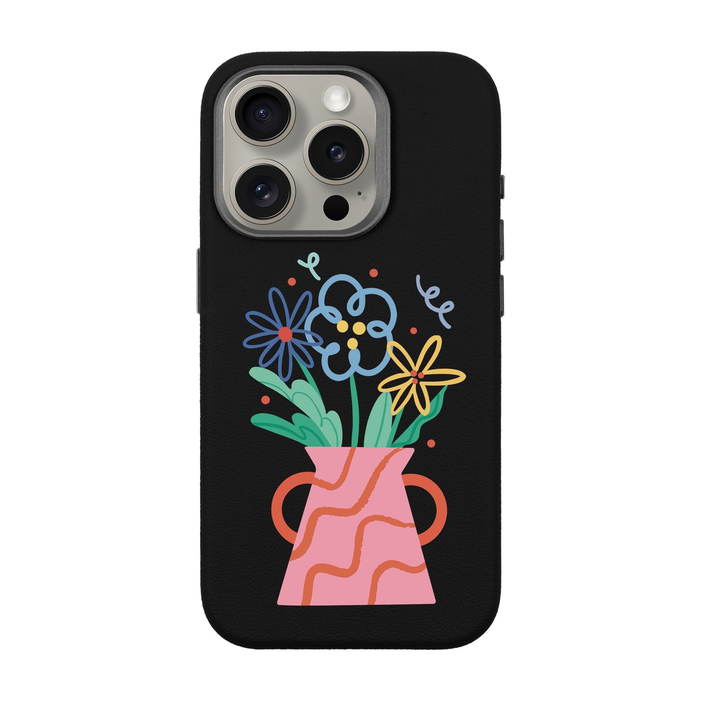 PINK VASE-iPhone 15 Pro Leather Premium Kılıf MagSafe Özellikli
